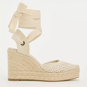 Cream Wedge Espadrille Sandals